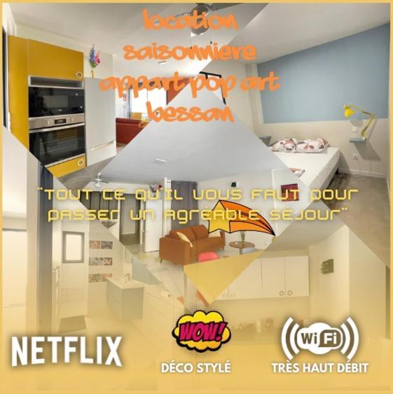 Appart Pop-Art Proche Autoroute, Plages Et Attractions, Wifi - Tv, Deco Stylee, Calme Bessan Ngoại thất bức ảnh